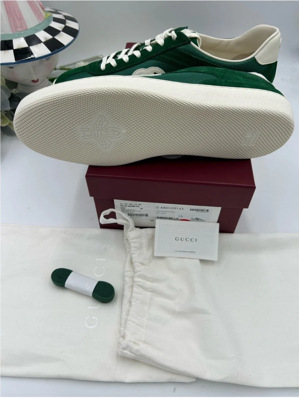 Men’s Gucci interlocking G suede/canvas sneakers size 13 made in Italy